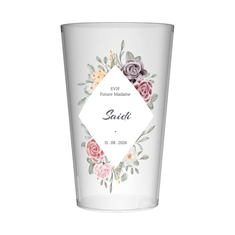 Gobelet personnalisé pour EVJF Losange & Fleurs