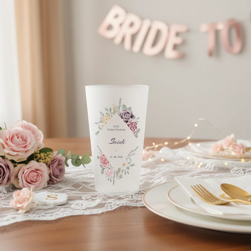 Gobelet personnalisé pour EVJF Losange & Fleurs