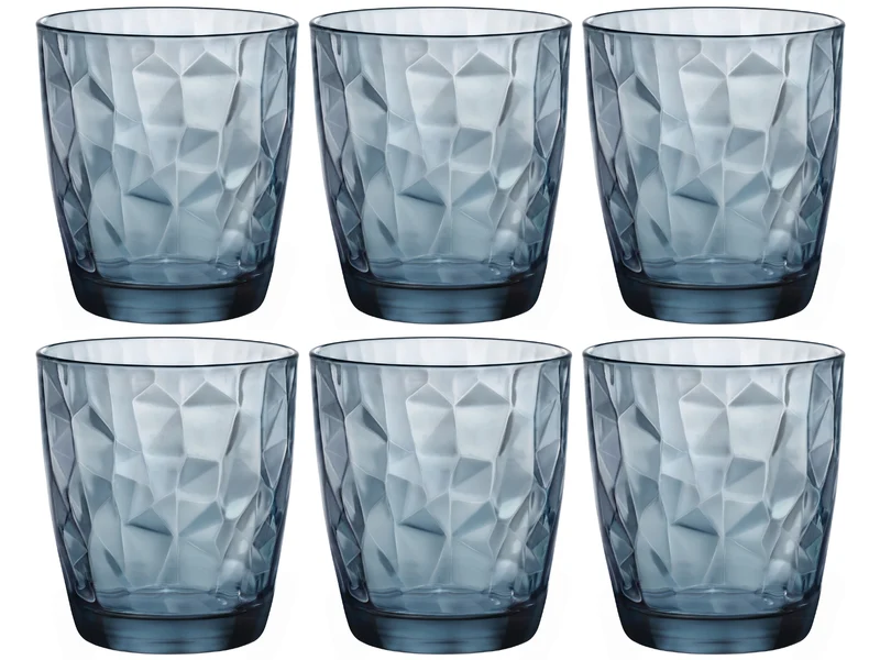 Ensemble de verres a eau Bormioli Rocco - Bleu - Diamond - 300 ml - 6 pièces