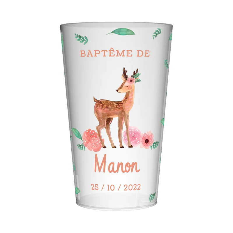 Gobelet personnalisé Baptême Faon
