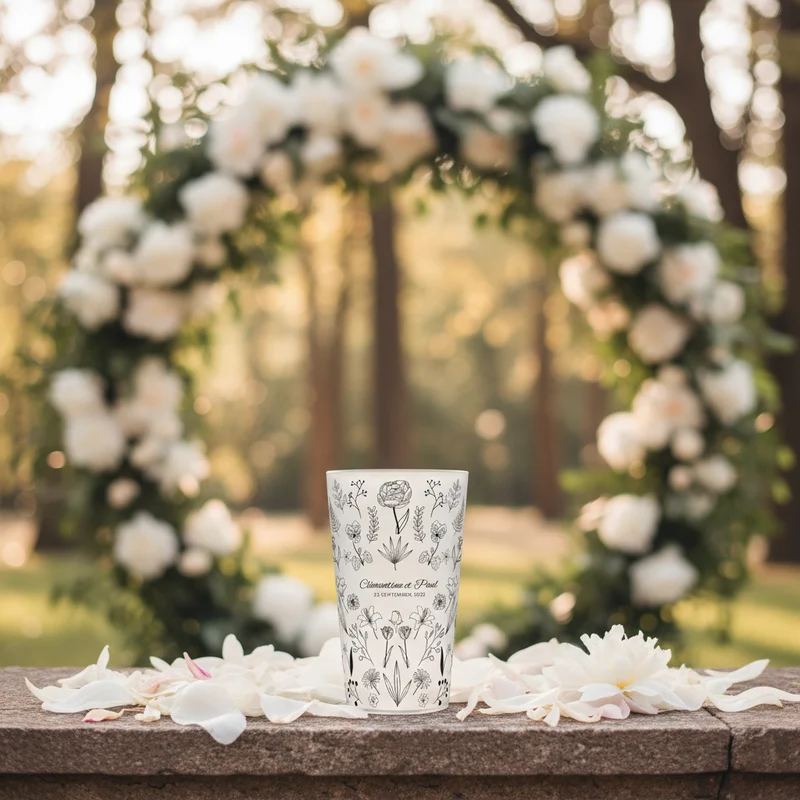 Gobelet personnalisé Mariage Dessin Fleur