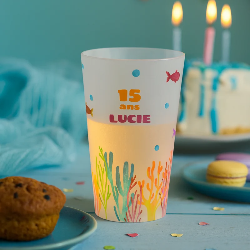 Gobelet personnalisé Anniversaire Aquarium