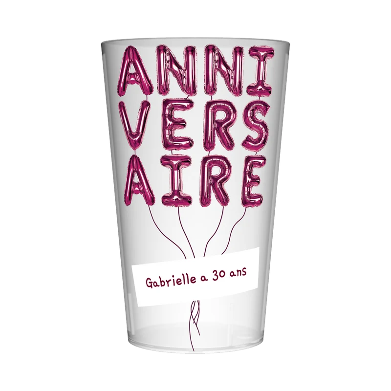Gobelet personnalisé Anniversaire Ballons violet