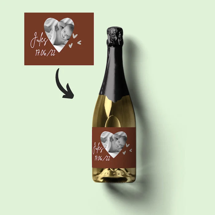 Bouteille de champagne 100% personnalisé (texte, logo, image)