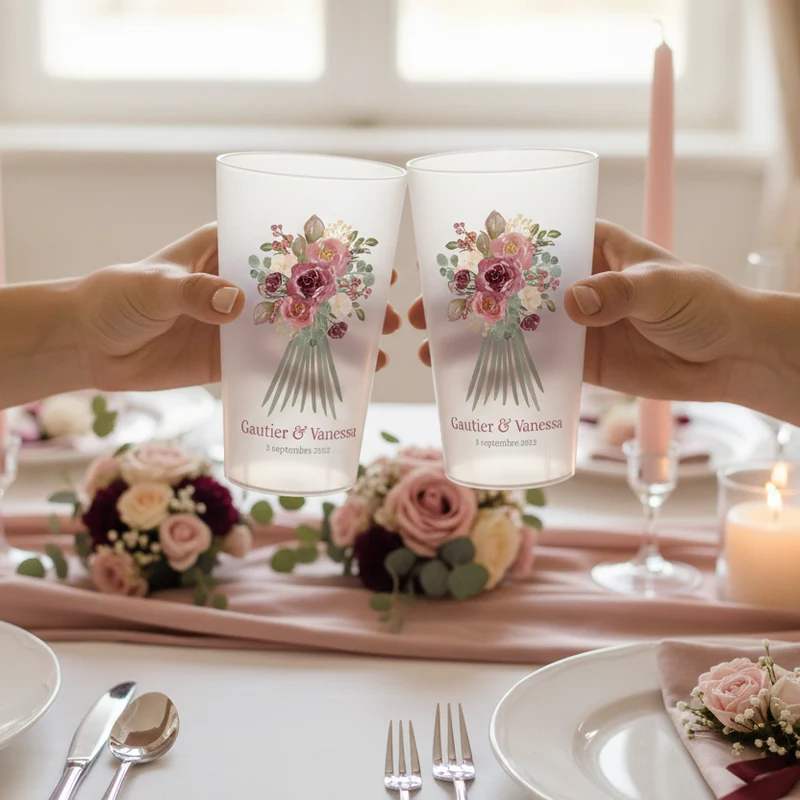 Gobelet personnalisé Mariage Bouquet de fleurs
