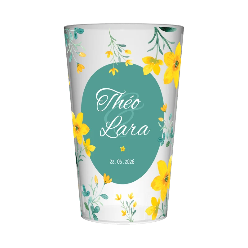 Gobelet personnalisé Mariage Fleur Jaune