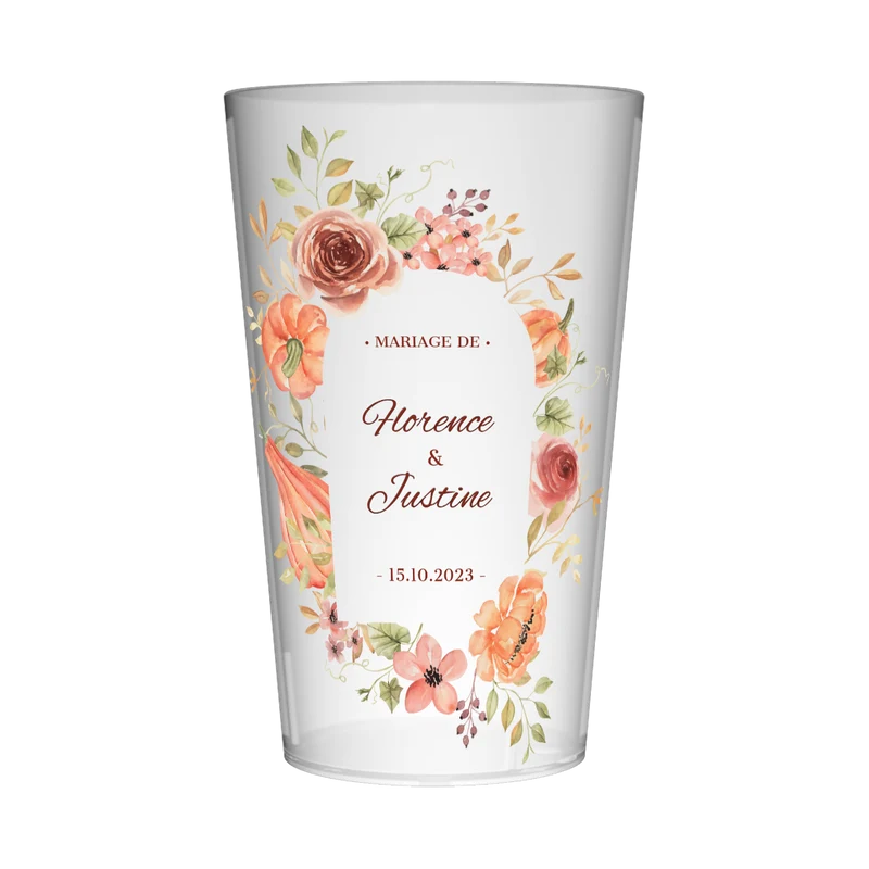 Gobelet personnalisé Mariage Aquarelle Orange