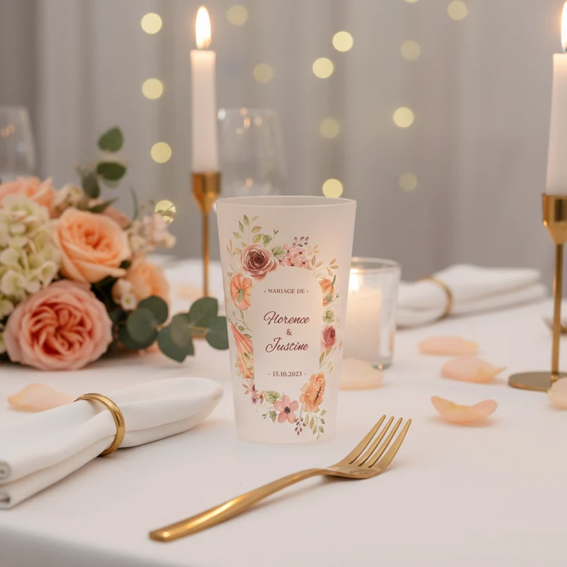 Gobelet personnalisé Mariage Aquarelle Orange