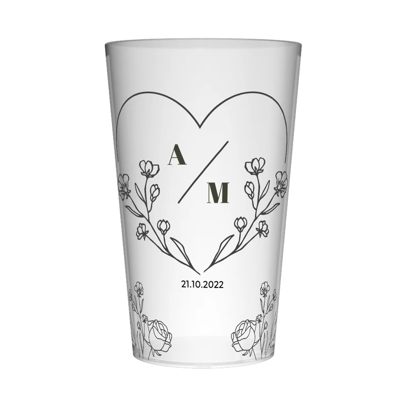 Gobelet personnalisé Mariage Coeur & Fleur