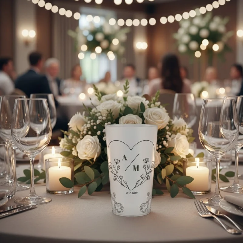 Gobelet personnalisé Mariage Coeur & Fleur
