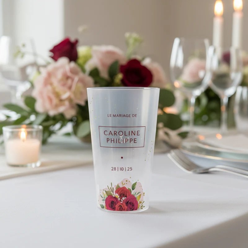 Gobelet personnalisé Mariage Bouquet de Roses