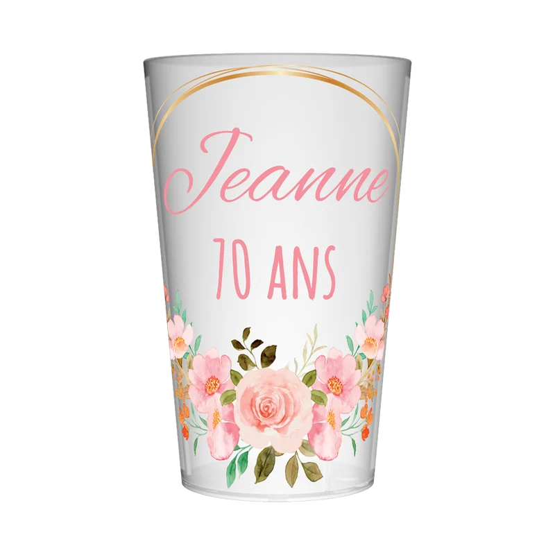 Gobelet personnalisé Anniversaire Couronne Fleur