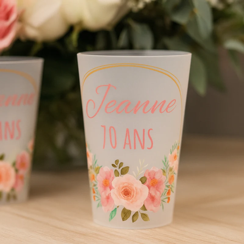 Gobelet personnalisé Anniversaire Couronne Fleur
