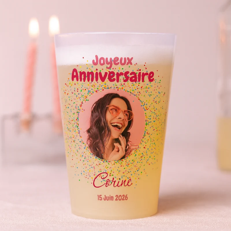 Gobelet personnalisé Anniversaire Photo & Couleurs