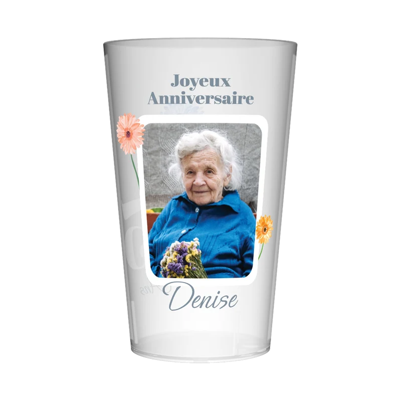 Gobelet personnalisé Anniversaire Marguerite Aquarelle