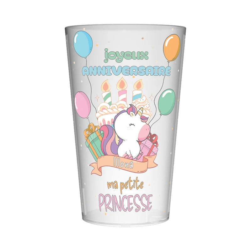 Gobelet personnalisé Anniversaire Licorne Princesse