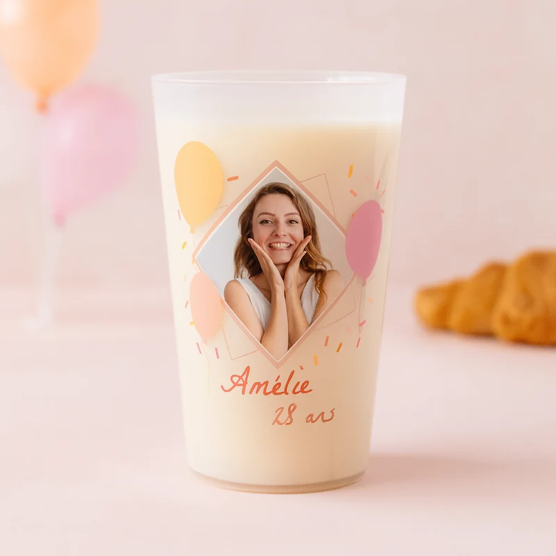 Gobelet personnalisé Anniversaire Rose & Photo