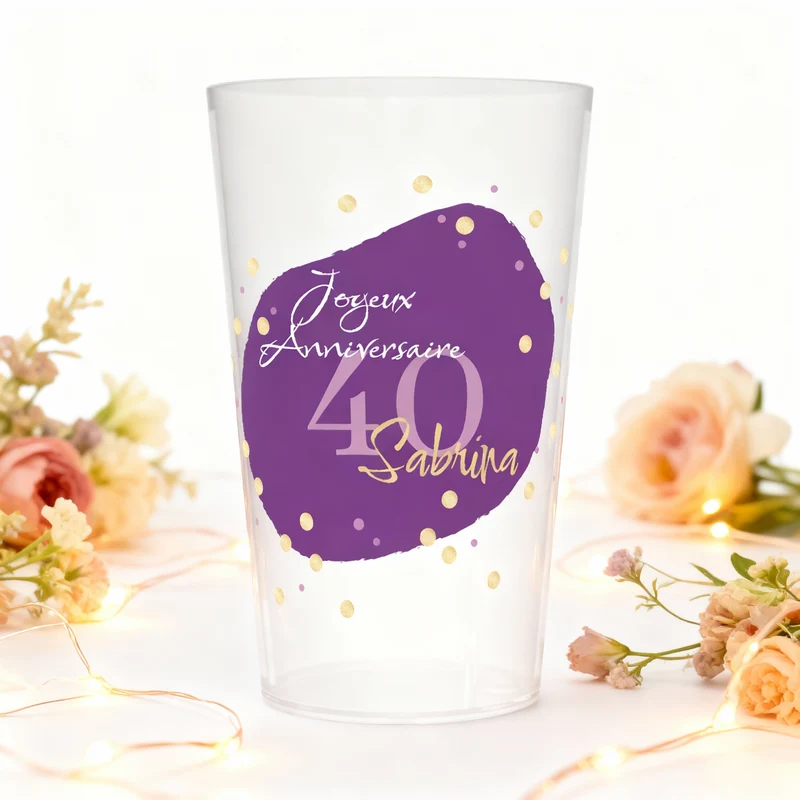 Gobelet personnalisé Anniversaire Violet