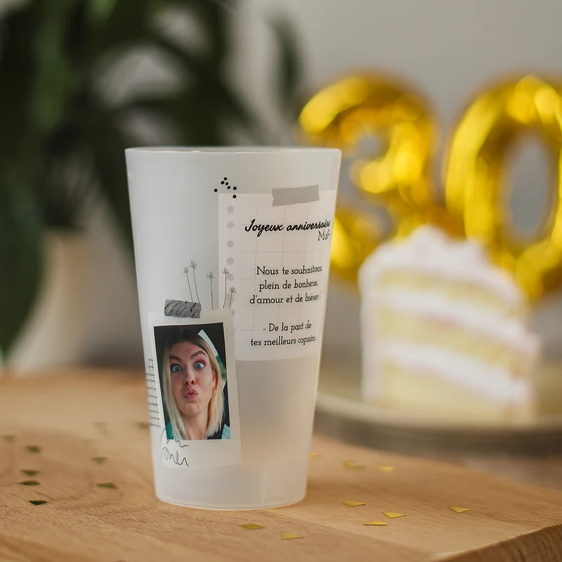 Gobelet personnalisé Anniversaire Voeux & Photo