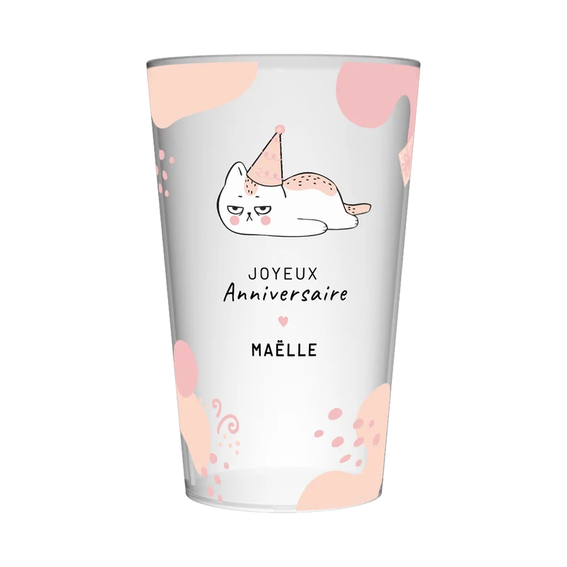 Gobelet personnalisé Anniversaire Chat Fatigué