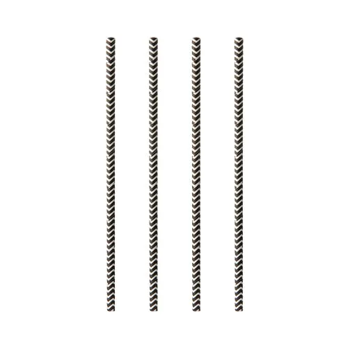 Pailles en papier Ø 6 mm · 20 cm noir/blanc "Zig-Zag" (1000 unités)