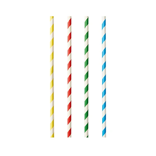 Pailles pour shakes. papier Ø 8 mm · 21 cm couleurs assorties "Stripes" (1000 unités)