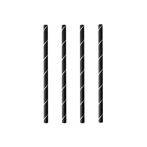 Pailles pour cocktail. papier Ø 7 mm · 15 cm noir/blanc "Stripes" (4000 unités)