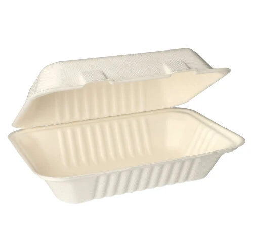 Boîtes Menu en sucre de canne "pure" sans compartiments 7,9 cm x 15,5 cm x 23 cm blanc (125 unités)