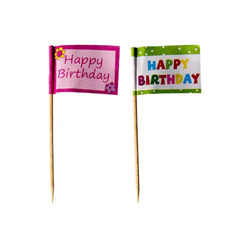Piques décoratives 8 cm "Happy Birthday" (240 unités)