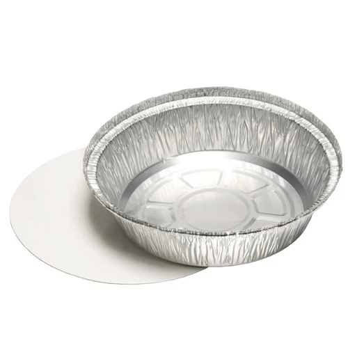 Plats en aluminium avec couvercles en carton laminé PP rond 770 ml Ø 18.2 cm · 4 cm (500 unités)