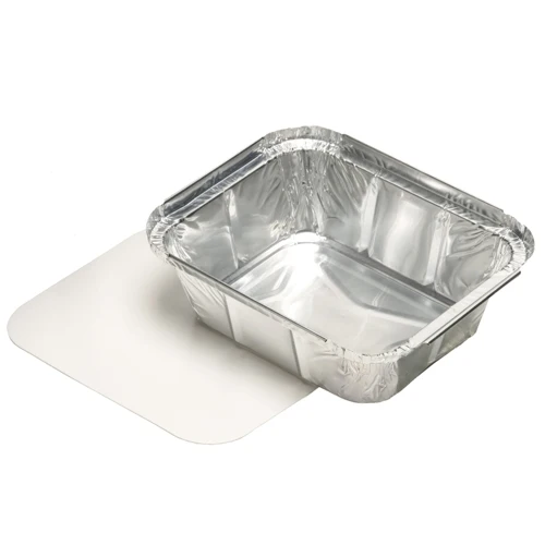 Plats avec couvercles en carton laminé avec le PE rectangulaire 0.5 l 4.2 cm x 11.4 cm x 14 cm (100 unités)