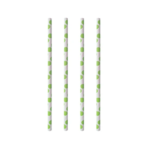 Pailles en papier Ø 6 mm · 20 cm "green Dots" (1000 unités)