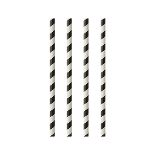 Pailles en papier Ø 6 mm · 20 cm noir/blanc "Stripes" (1000 unités)