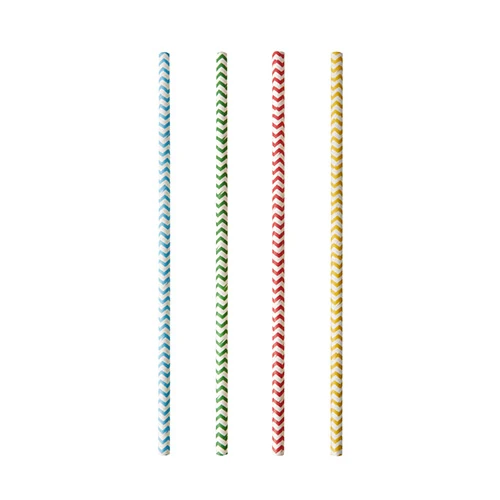 Pailles en papier Ø 6 mm · 20 cm couleurs assorties "Zig-Zag" (1000 unités)