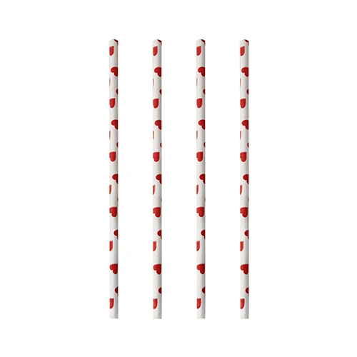 Pailles en papier Ø 6 mm · 20 cm "c½ur" (1000 unités)
