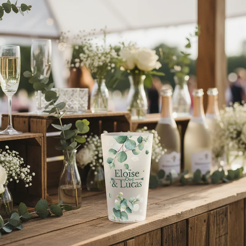 Gobelet personnalisé Mariage Branche Fleuri