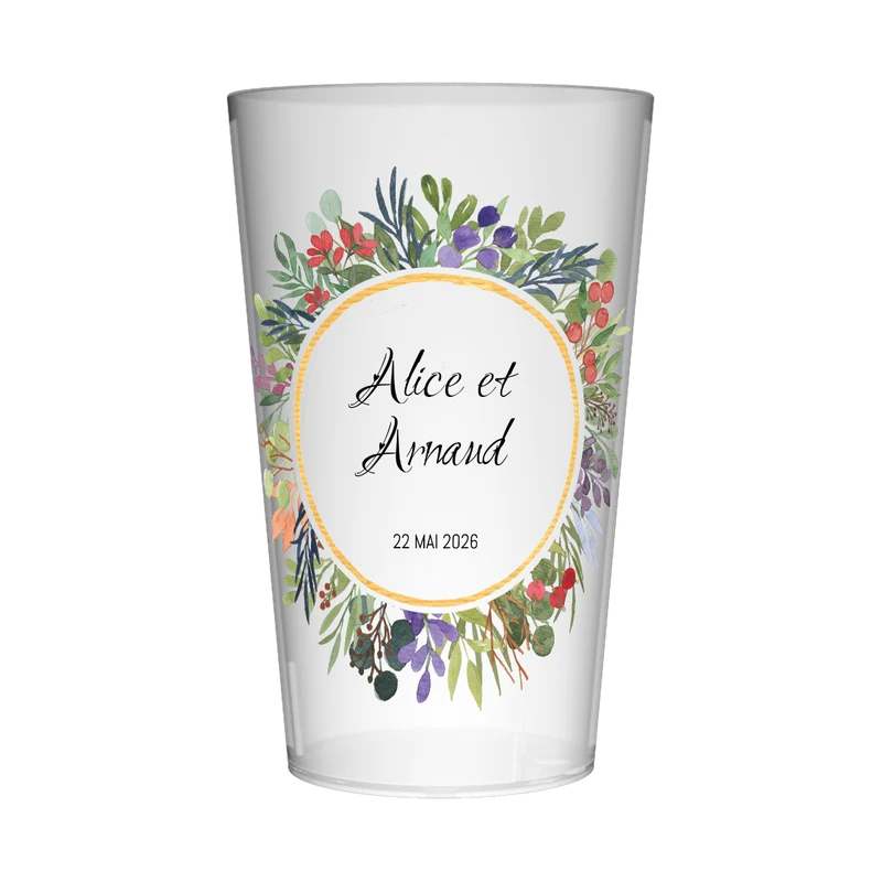Gobelet personnalisé Mariage Couronne de Feuilles