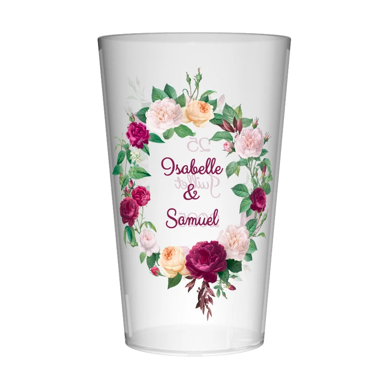 Gobelet personnalisé Mariage Trio de Pivoines