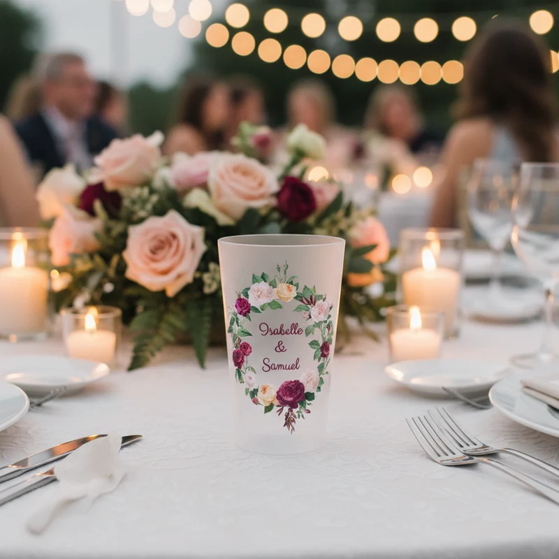 Gobelet personnalisé Mariage Trio de Pivoines
