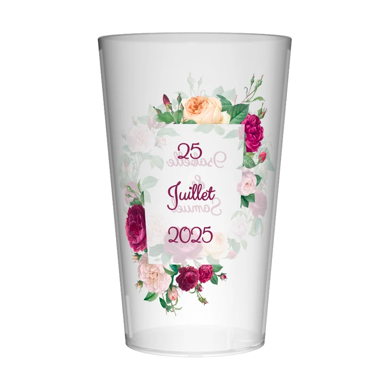 Gobelet personnalisé Mariage Trio de Pivoines