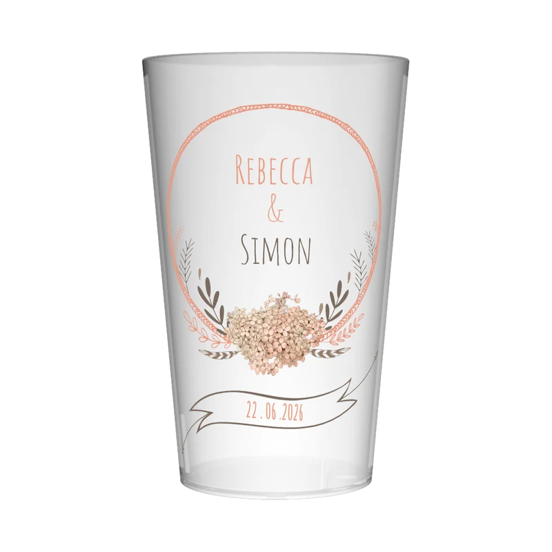 Gobelet personnalisé Mariage Fleur Pervenche