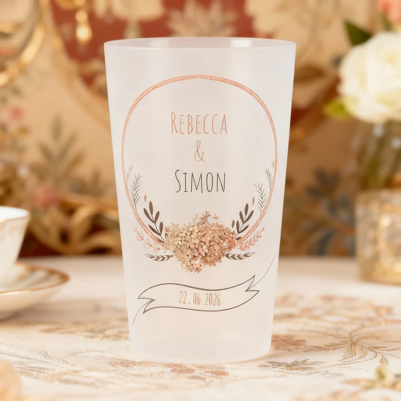 Gobelet personnalisé Mariage Fleur Pervenche