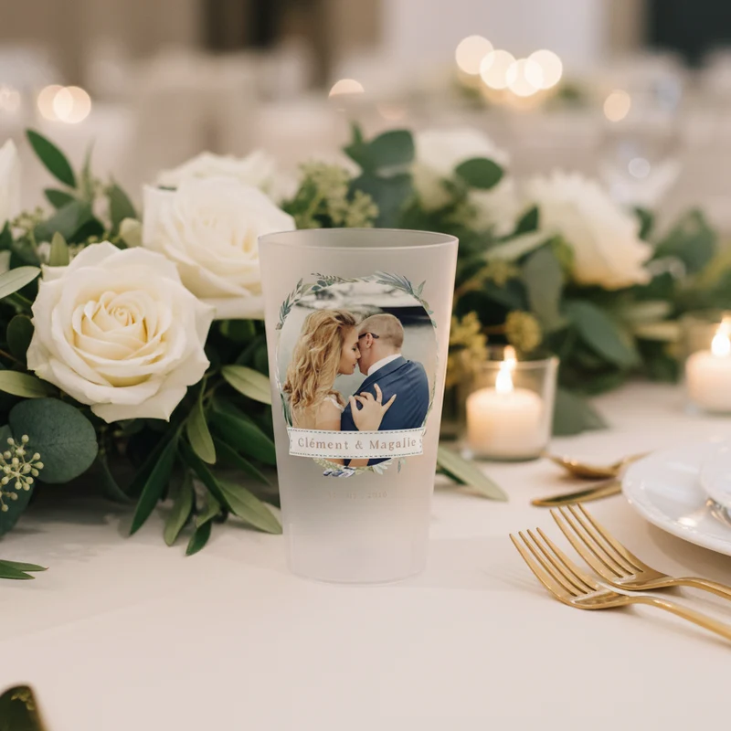 Gobelet personnalisé Mariage Couronne de Fleurs Photo