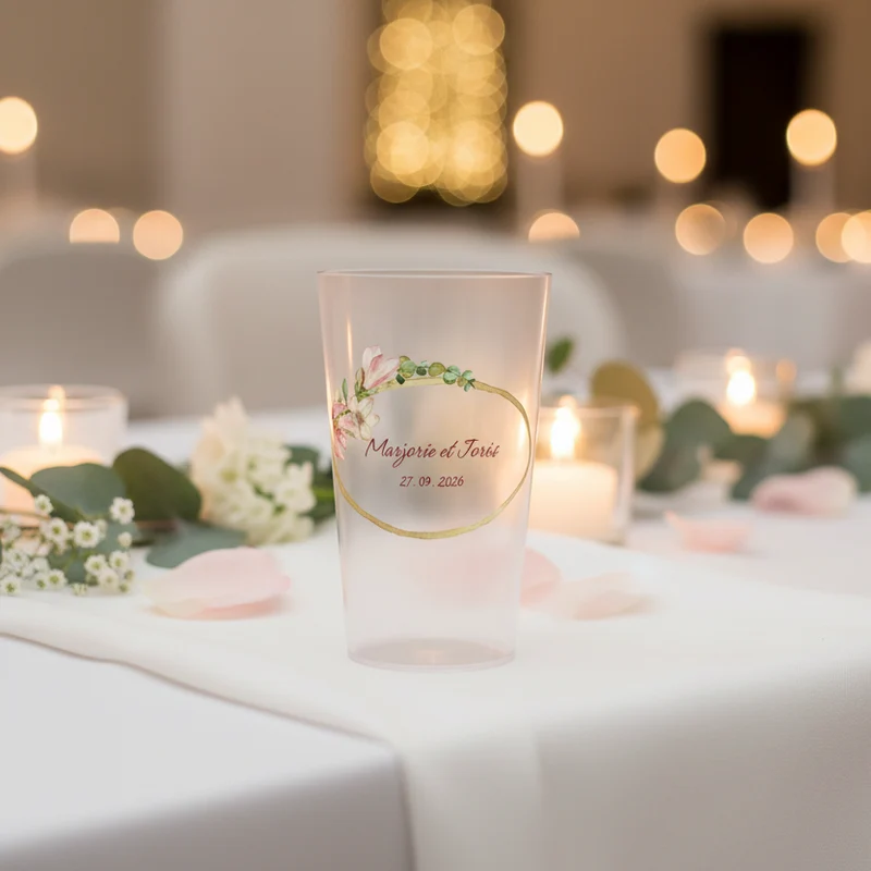 Gobelet personnalisé Mariage Cercle Fleuri
