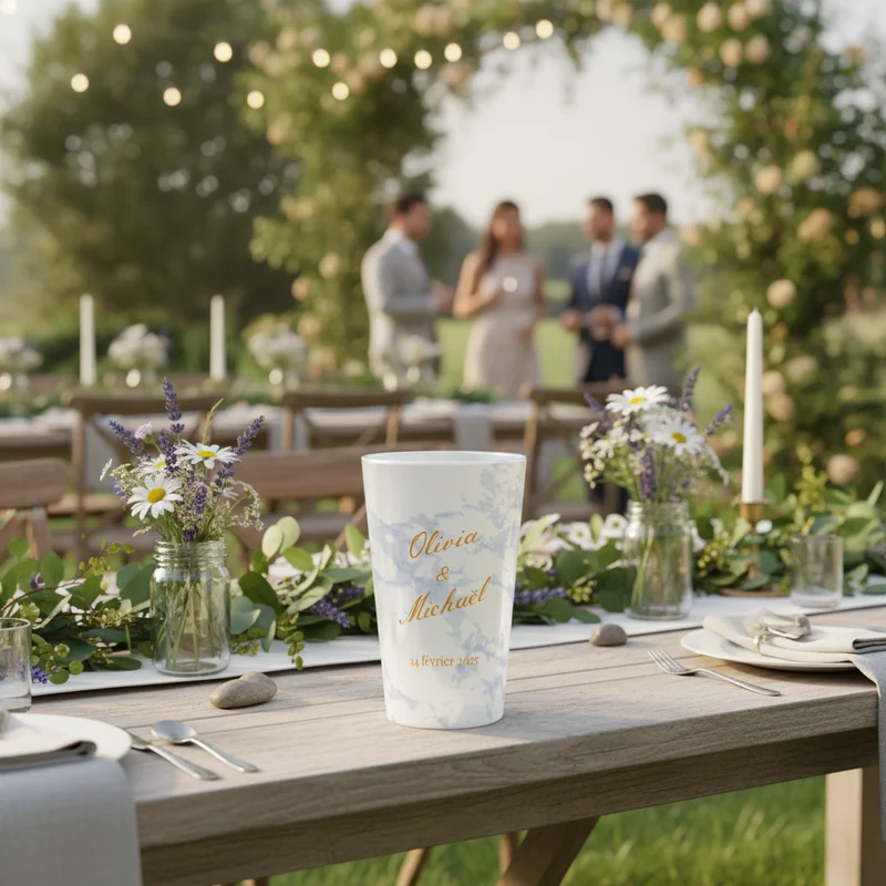 Gobelet personnalisé Mariage Marbre
