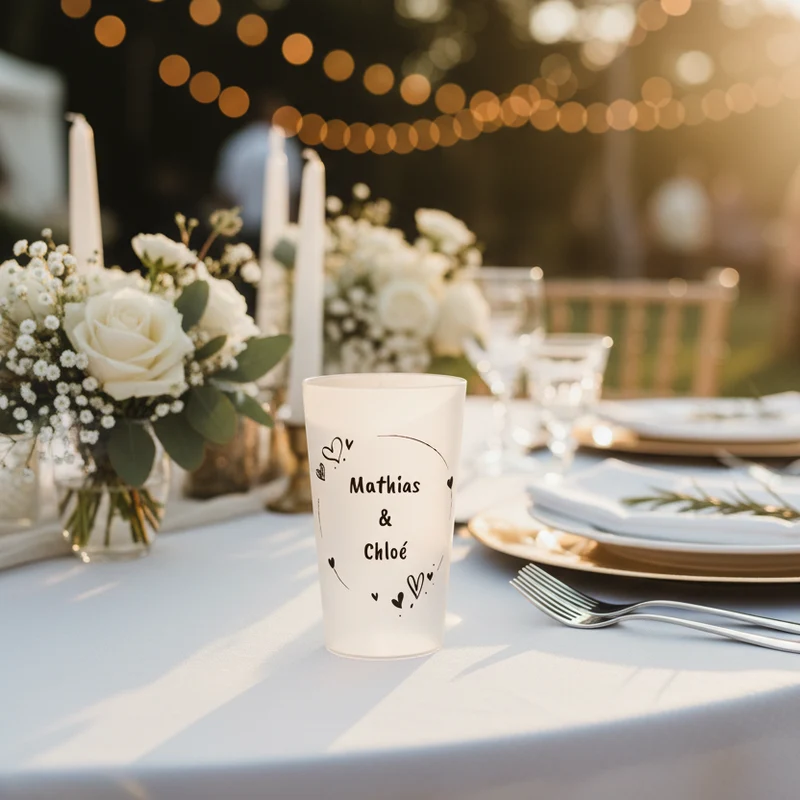 Gobelet personnalisé Mariage Cœur Épuré