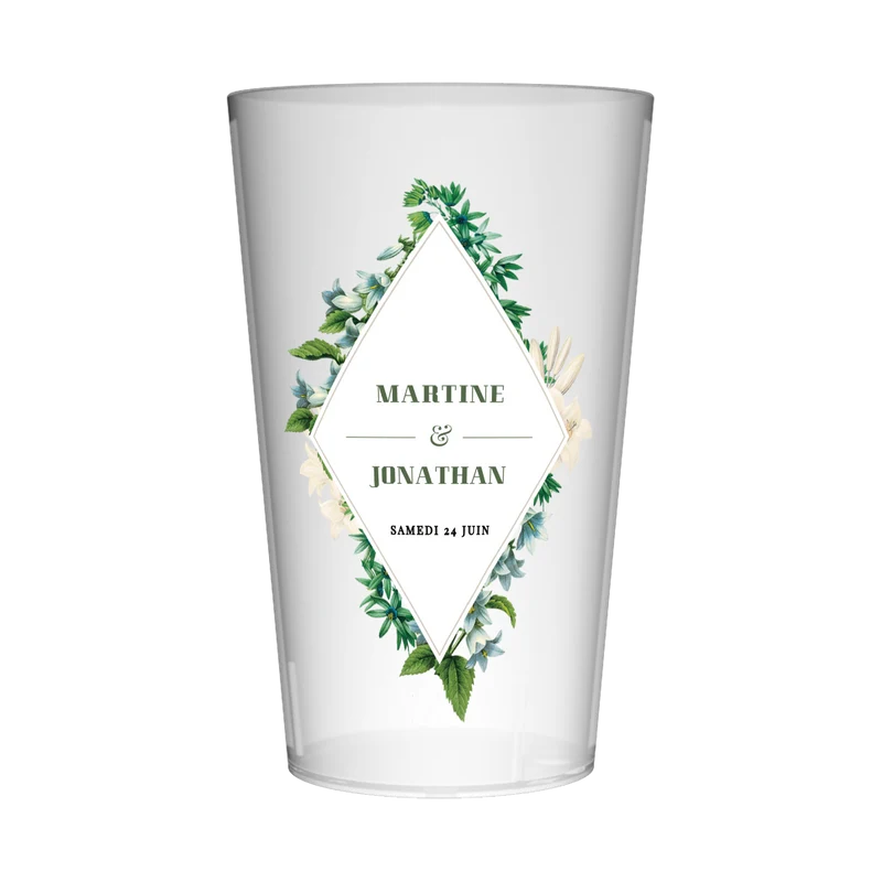 Gobelet personnalisé Mariage Triangle Fleuri