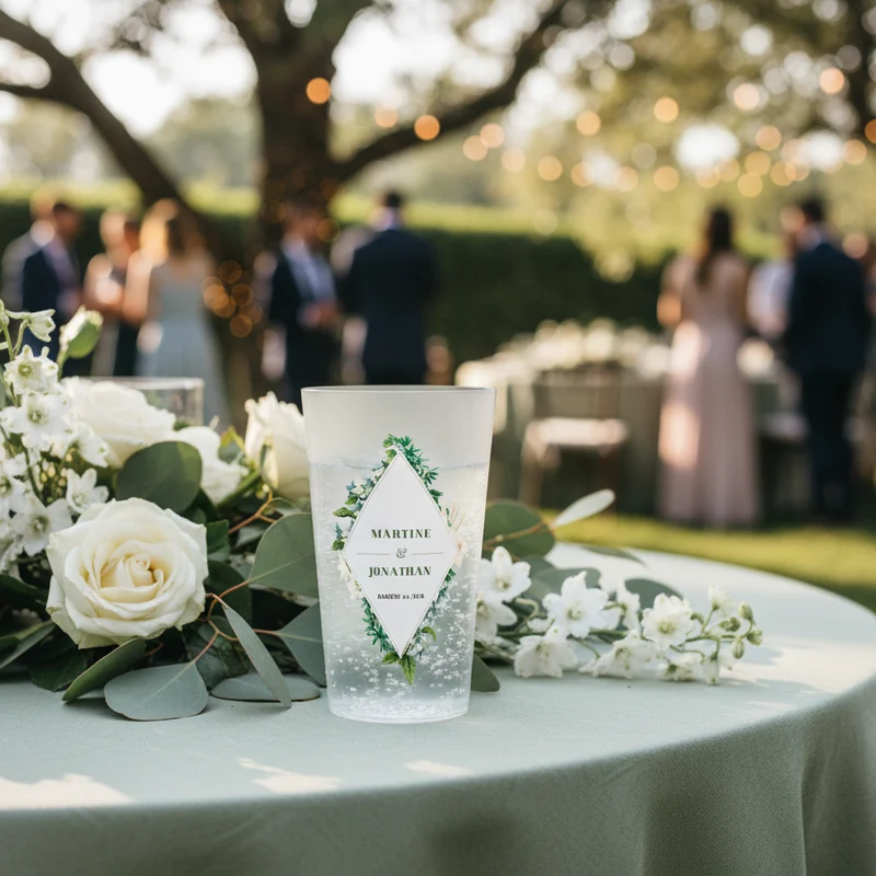 Gobelet personnalisé Mariage Triangle Fleuri
