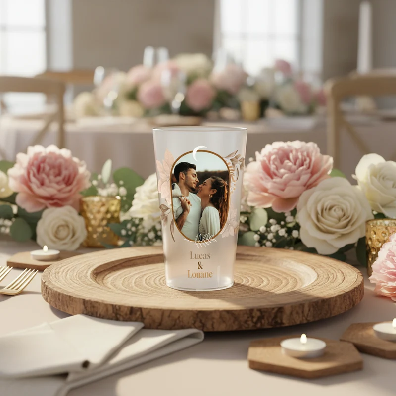 Gobelet personnalisé Mariage Photo & Feuillages