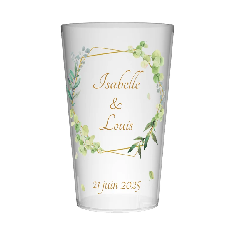 Gobelet personnalisé Mariage Encadrement Vert